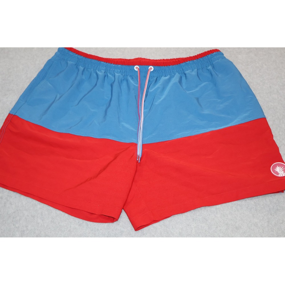 Chubbies Swim Trunks Mens XL Blue Red Colorblock Pineapple Logo Shorts **